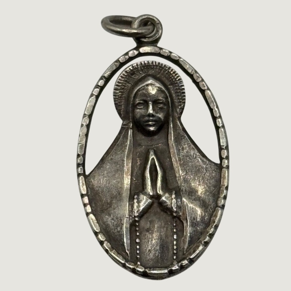 Vintage Marian Year 1954 Fatima Shrine Pius XII Sterling Silver Medal Charm